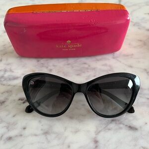 Kate Spade Black Cat-Eye Sunglasses with Pink Case